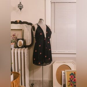 NEW Reformation Black Floral Victory Dress • Rita Mini Dress